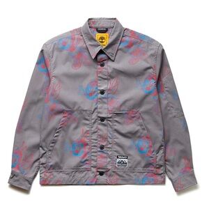 Timberland Bee Line Gray with Red and Blue Accents Button Down Jacket